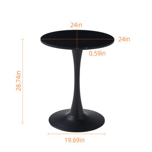 Tavolino da Caffè Moderno Rotondo con Finitura Nera Opaca, Base in Ferro e Piano in Legno per Soggiorno - Product Image 1