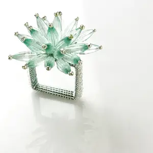 Colorful crystal flower with square napkin ring handmade decoration napkin holder