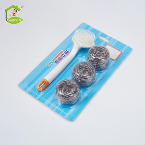 Depurador de alambre de acero inoxidable SS410 <span class=keywords><strong>Estropajo</strong></span> de materia prima Bola de limpieza de cocina con <span class=keywords><strong>mango</strong></span> extraíble - Product Image 2