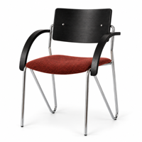 Fauteuil de salle à manger moderne du milieu du siècle, dossier en bois courbé, assise rembourrée en tissu, pieds en acier chromé, café, hôtel