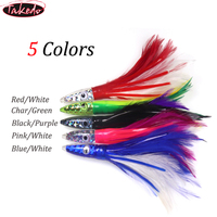TAKEDO SP02 140MM 32G Big Game Drag Octopus Baits Tintenfisch-Jig-Köder aus Harz mit Fischkopf und Federschürze zum Schleppangeln auf Thunfisch