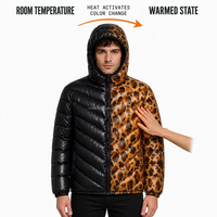 Veste d'hiver à capuche coupe-vent thermochromique personnalisée pour les trajets urbains, la marche sur la neige, les activités de plein air pour hommes