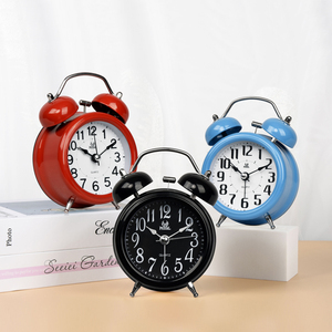Réveil de bureau à double cloche personnalisé Snooze, horloge à quartz de <span class=keywords><strong>3</strong></span> pouces, double cloche en métal, <span class=keywords><strong>mouvement</strong></span> à balayage - Product Image 1
