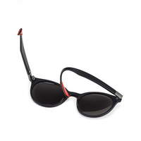 Lunettes de soleil polarisées rondes rétro 2027 pour hommes et femmes, élastiques avec montures en PC bleu-gris, verres en acrylique, protection UV400