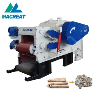 MACREAT Déchiqueteuse à tambour de bois approuvée CE Broyeur de branches d'arbres Broyeur de bois et d'herbe Broyeur à marteaux Machine