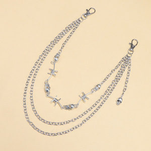Chaîne de taille pour femme avec design crâne et fil barbelé, style hip-hop multicouche, accessoire pour jupe, blanc K - Product Image 2