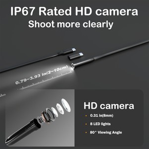 Su geçirmez HD Endoskop Kamera USB-C Lightning Arayüzü 1m 3m 5m 3 Başlıklı Muayene Endoskopu Aksesuarları - Product Image 2