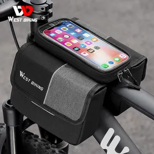 WEST BIKING Fahrrads attel tasche 7 Zoll TPU Touchscreen Front Tube Bag Travel und Outdoor Large Capacity Cycling Top Tube Bag