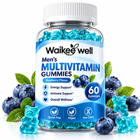 Complément alimentaire végétalien pour hommes : Gommes multivitaminées pour adultes, marque privée, pour l'énergie, le soutien immunitaire, avec Vitamines A, C, D, E, B12 et Zinc