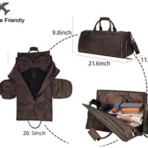 Sac de voyage convertible BSCI Factory Carry on Bag, sac à vêtements en cuir pleine fleur pour homme, sac à dos de voyage - Product Image 1