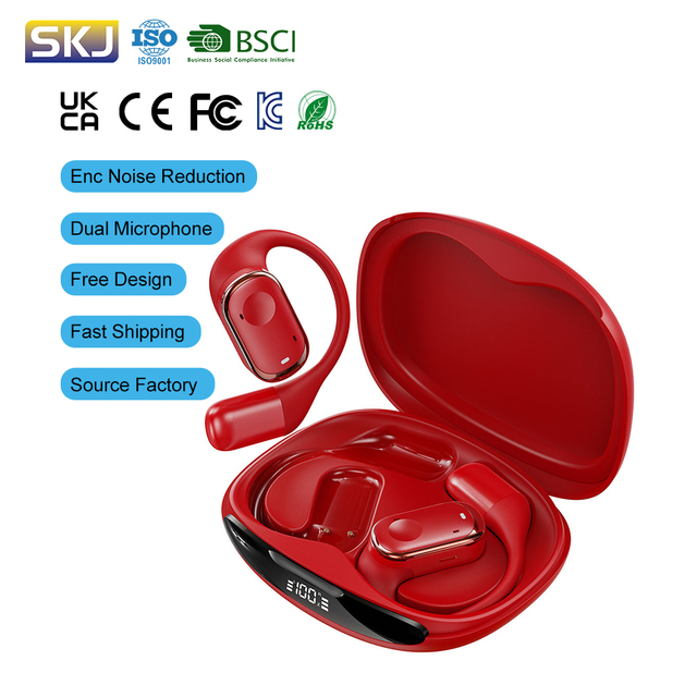 Earhook Sports Headphones Hi-Fi Stereo Open Ear Headphones ENC Noise Cancellation Earbuds Bluetooth 5.3 Running Sports Earphones