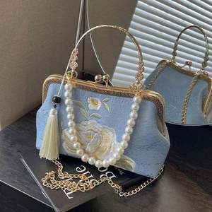 Bolsos de Mano de Lujo para Mujer con Flores Bordadas de Perlas para Graduación 2025, Bolsos de Noche para Boda, Estilo Chino, Bolso de Mano Brillante - Product Image 5