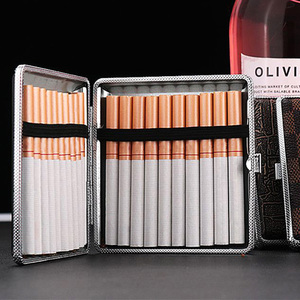 Estuche de Cigarrillos de Cuero para Hombre, Caja de Cigarros Metálica, Set para Fumar, Estuche de Almacenamiento de Cigarrillos para Mujer, 20 Unidades, Regalo - Product Image 3