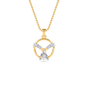 Pendentif en or massif 14 carats avec diamant de laboratoire pour femmes, style vintage, finition brillante, design avant-gardiste, Inde - Product Image 5