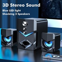 Altavoz para Computadora SADA D-222 con Subwoofer, Altavoces Multimedia Estéreo 2.1 con Alimentación USB, Luz LED, Entrada de Audio de 3.5 mm