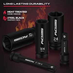 29-teiliges 1/2 "Drive <span class=keywords><strong>Impact</strong></span> <span class=keywords><strong>Socket</strong></span> <span class=keywords><strong>Set</strong></span> SAE metrisch (3/8 1") 10-24mm Größen Standard <span class=keywords><strong>Deep</strong></span> Extension Bars Torx Features OEM - Product Image 3