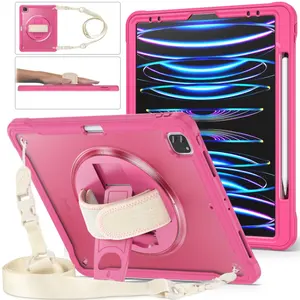 360 Rotatie 2in1 Hoesje Tablet Bescherming Hoesje Voor Ipad Pro 12.9 2018 2020 2021 2022 Zachte TPU Case