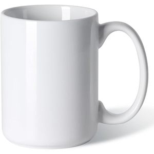 Smilatte 16 Oz Ceramic Coffee <b>Mug</b> White Classic <b>Large</b> Handle Microwave Dishwasher Safe - Product Image 1