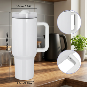 Vaso Térmico de Viaje de Acero Inoxidable de 40oz H2.0 Blanco con Aislamiento al Vacío de Doble Pared, con Tapa y Asa, en Stock en EE. UU. - Product Image 3