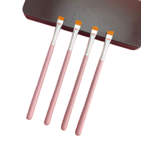 Grosir kuas alis pisau merah muda tunggal kuas Eyeliner & Concealer kepala datar 7 buah Set alat luar pena kecantikan untuk penggunaan mata