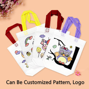 白いキャンバストートバッグ子供用DIY着色漫画アートパーティー工芸グラフィティデザイン描画おもちゃ - Product Image 4