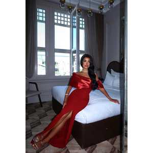 Robe de soirée rouge bustier style bal, ornée de sequins, chic et simple, taille haute, grandes tailles XS-XL, idéale pour invitées de mariage formel - Product Image 2