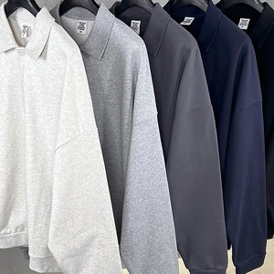 Felpe da uomo pesanti in pile di poliestere/cotone da 445 grammi <span class=keywords><strong>con</strong></span> colletto <span class=keywords><strong>polo</strong></span> e bottoni, design digitale per autunno/inverno - Product Image 3