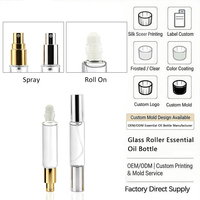 Botol Semprot Roller Kaca 2 in 1 Isi Ulang Kosong Transparan 10ml 12ml untuk Parfum Minyak Esensial Perawatan Kulit