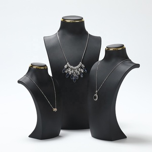 लक्जरी चमकदार काले बेज पु चमड़े के हार प्रदर्शन का प्रतिमा मेनेक्विन सोने से सजे भंडारण के लिए खड़ा है - Product Image 6