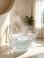 Baignoire autoportante ovale transparente en acrylique pour hôtels, complexes hôteliers, spas et projets de salles de bain – Personnalisation disponible
