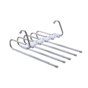 מתלה מתקפל נירוסטה 5 שכבות לחיסכון במקום לארגון מכנסיים, ג'ינס, צעיפים ועוד בארון - Product Image 1