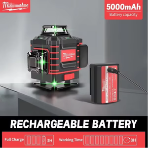Niveau laser croisé vertical 360°, faisceau vert 360°, horizontal et vertical, batterie rechargeable, outils de nivellement laser vert - Product Image 5