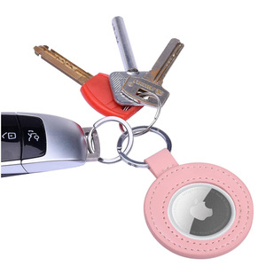 Cross-border hot-selling 34mm commemorative coin <b>keychain</b> protective cover, round badge storage <b>leather</b> case, locator <b>keychain</b> - Product Image 4
