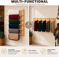 BH 90 ° Support mural en bois pour couvertures de cheval et tapis de selle avec 6 bras pliables bien espacés pour l'écurie et la salle de manutention