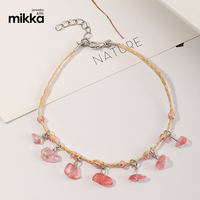 SY Bracelet de cheville bohème tressé pour femme avec perles de riz et pierres étoilées, best-seller