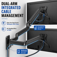 Support mural double pour moniteur, robuste, ergonomique, en aluminium, compatible avec deux écrans de 13 à 32 pouces, zéro empreinte spatiale sur le bureau