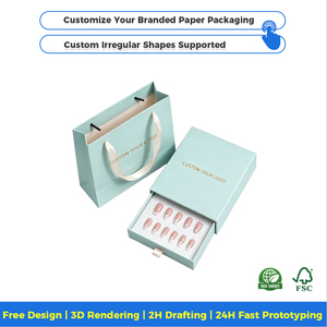 Cajas de Empaque de Lujo para <span class=keywords><strong>Uñas</strong></span> Postizas, Caja de Empaque para <span class=keywords><strong>Uñas</strong></span> Artificiales, Acabado Mate con Lámina Dorada, Ecológicas - Product Image 3