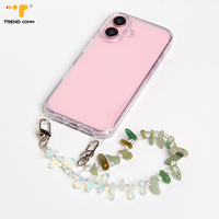 Chaînes suspendues de téléphone de mode personnalisée sangles de perles de cristal de pierre naturelle rose accessoires de téléphone portable pour fille tissée