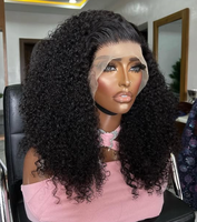 Perruque frontale en dentelle sans colle Bouncy Fluffy Kin Curly Brésilien Afro Wave Curls Perruque avec dentelle transparente