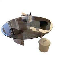 Table basse au design italien moderne, tables basses triangulaires en verre, table à manger ronde en verre de 60 cm