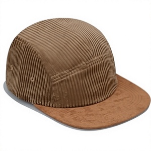 Casquette de baseball unisexe en velours côtelé à cinq panneaux, couleur unie, ajustée, à visière plate, décontractée, pour le printemps et l'automne, vente en gros - Product Image 1