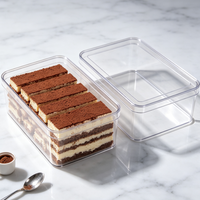 Conteneur à dessert rectangulaire en plastique transparent de qualité alimentaire, étiquette personnalisée imprimée, emballage pour pâtisserie, pour les boulangeries et les confiseries