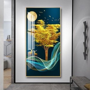 Peintures murales LED abstraites en porcelaine de cristal, décoration artistique moderne pour la maison, personnalisées en usine, vente chaude - Product Image 2