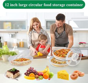 Kitchen Clear Food Storage Container <b>Fridge</b> Safe Stackable Round Design with Handle Food Grade PP Eco-Friendly & Moisture-Proof - Product Image 3