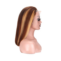 Perruque Lace Front HD 13x4 en Cheveux Humains, Teinte Piano, Style Bob, Pré-épilée avec Baby Hair, Sans Colle, pour Femmes Noires (États-Unis et Canada)
