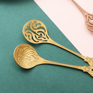 <span class=keywords><strong>Cuillère</strong></span> à café courte créative en acier inoxydable 304, style nordique vintage, plaquée argent, pour desserts et café - Product Image 4