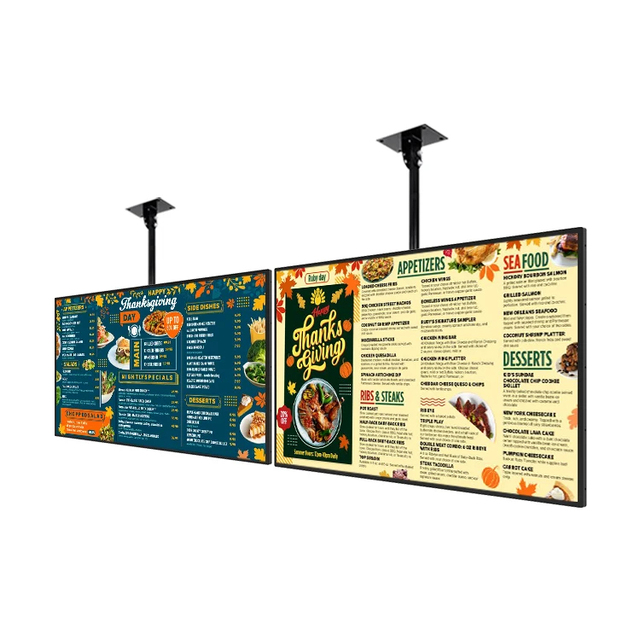 32 43 49 55 65 Inch Android System Ceiling Electronic Lcd Restaurant Digital Menu Board Display Cafe