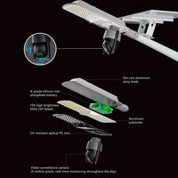 Lampadaire solaire avec caméra CCTV intelligente AI WiFi 4G 500W 800W 360 °   Caméra extérieure 5MP avec éclairage, surveillance à distance via application, alimentation électrique