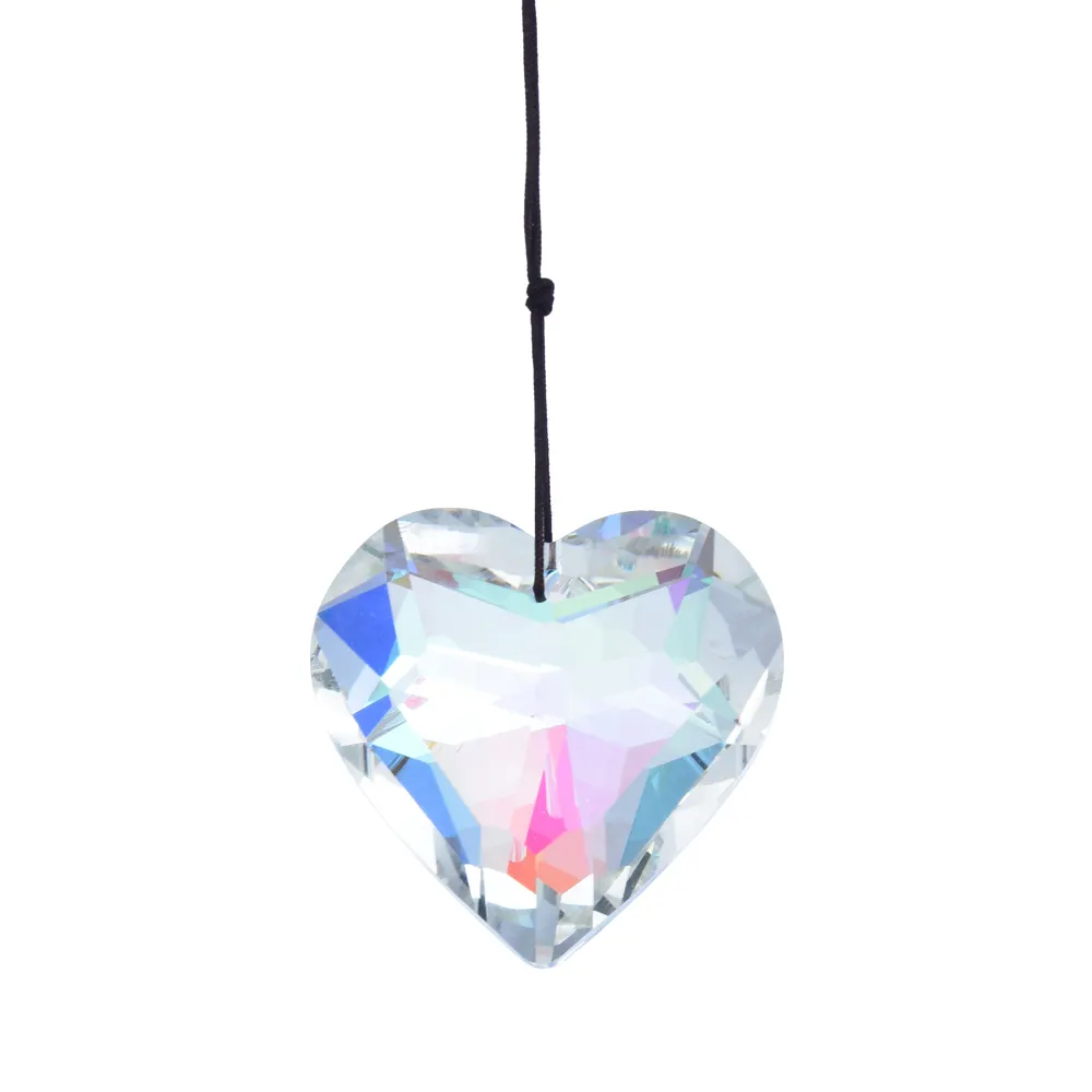 Colgantes en forma de corazón de cristal de colores al por mayor, Prisma de amor de cristal K9 para atrapasoles y decoración de interiores