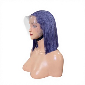 Perruque Lace Front Bob en cheveux humains Remy vietnamiens, dentelle transparente, base française, sans colle, densité 180%, couleur naturelle - Product Image 1